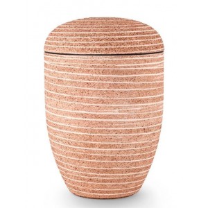 Biodegradable Cremation Ashes Urn – Limestone Look - Pale Red, Grooved Surface in Stone Finish